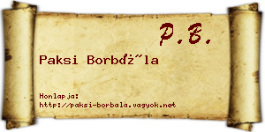 Paksi Borbála névjegykártya